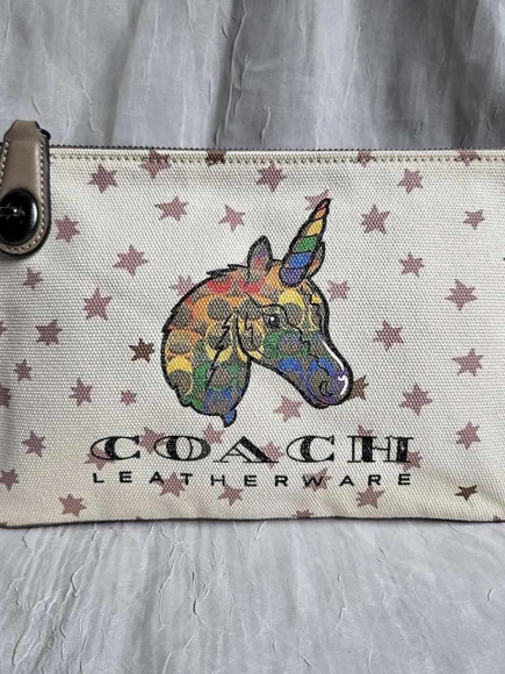 Coach Turnlock Pouch 26 With Rainbow Signature Unicorn
